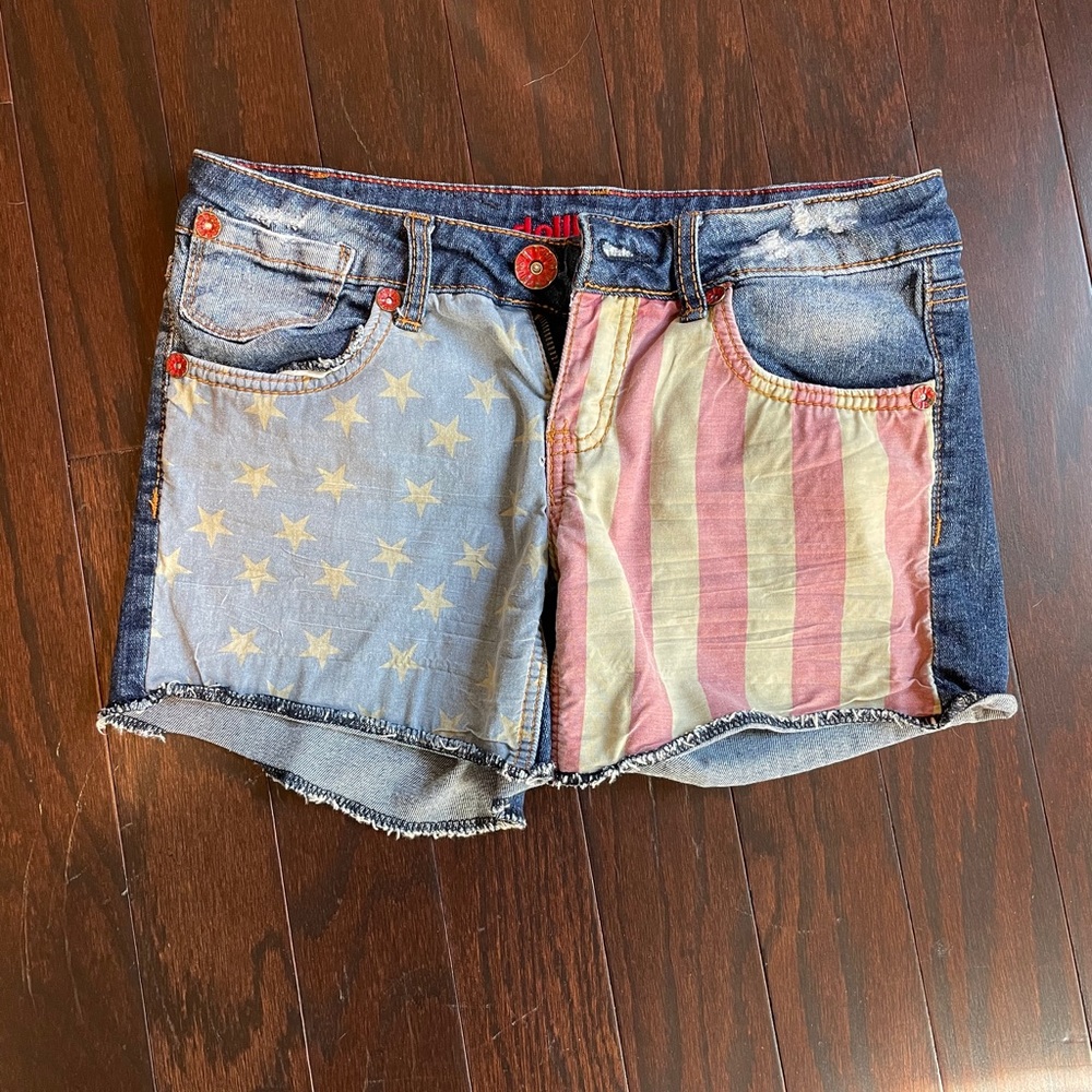 Dollhouse American Flag Jean Shorts